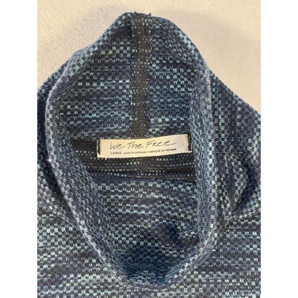 We the Free People Navy Blue Mock Cowl Neck Pullover Top Sweater Sweatshirt L - Picture 8 of 12